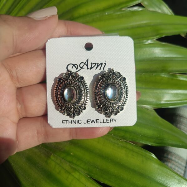 Antique Oval Oxidised Studs