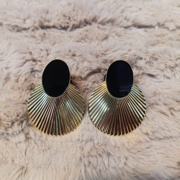 Black Luxe Fan Statement Earrings