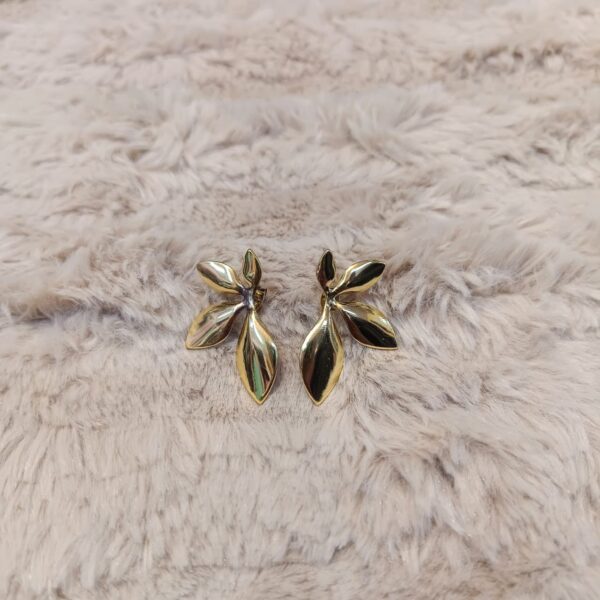 Golden Leaf Charm Stud Earrings