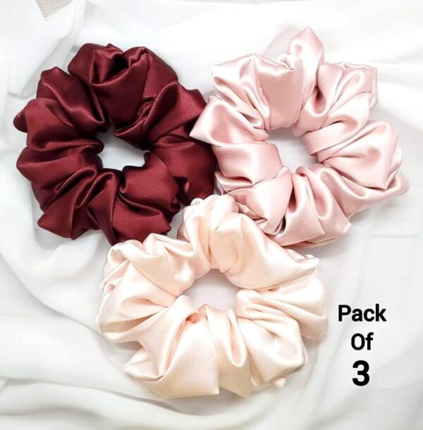Satin Scrunchies – Pack of 3 ✨