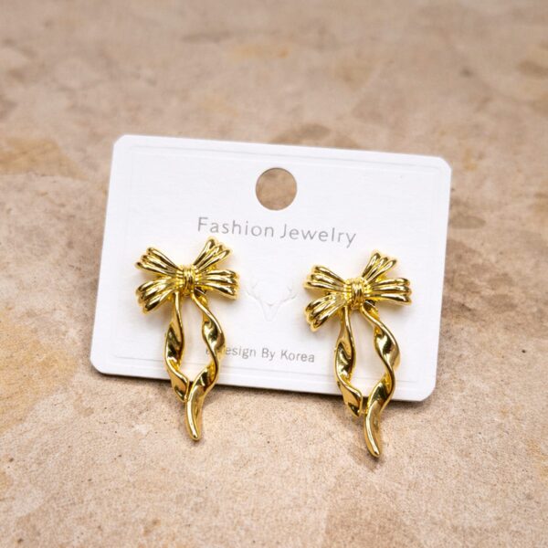 Golden Ribbon Drop Earrings