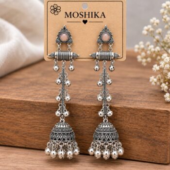 Royal Oxidised Silver Jhumka Earrings